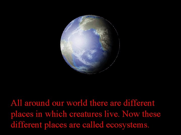 All around our world there are different places in which creatures live. Now these