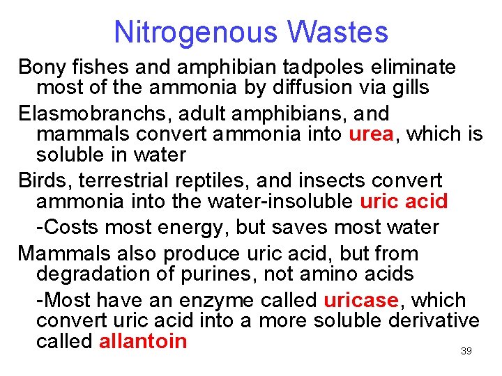 Nitrogenous Wastes Bony fishes and amphibian tadpoles eliminate most of the ammonia by diffusion