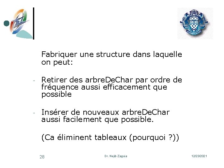 Fabriquer une structure dans laquelle on peut: - Retirer des arbre. De. Char par