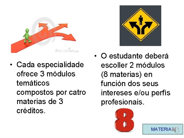  • Cada especialidade ofrece 3 módulos temáticos compostos por catro materias de 3