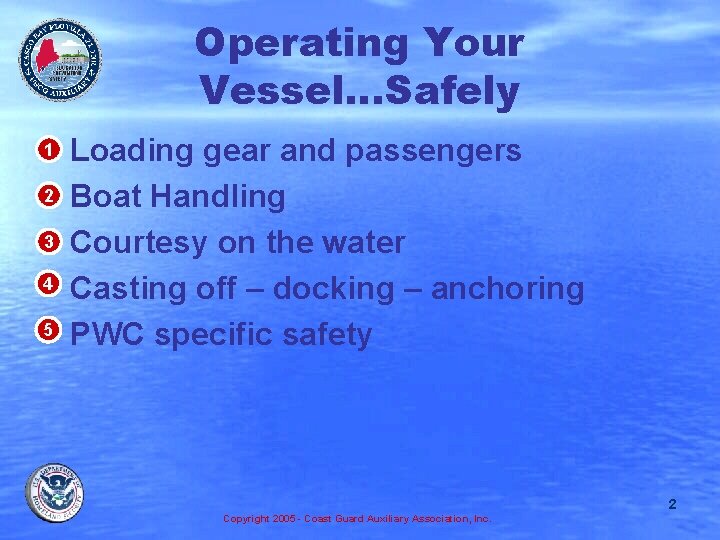 Operating Your Vessel…Safely • 1 • 2 • 3 • 4 • 5 Loading