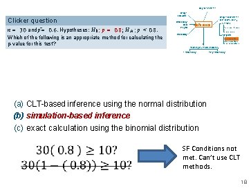 Bayesian inference Clicker question n = 30 and pˆ= 0. 6. Hypotheses: H 0