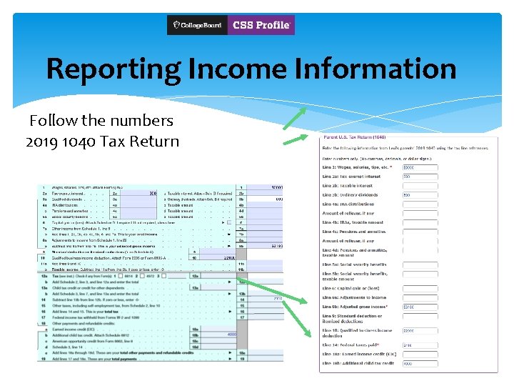 Reporting Income Information Follow the numbers 2019 1040 Tax Return 