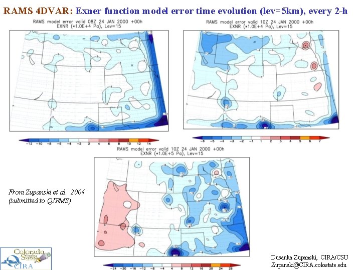 RAMS 4 DVAR: Exner function model error time evolution (lev=5 km), every 2 -h