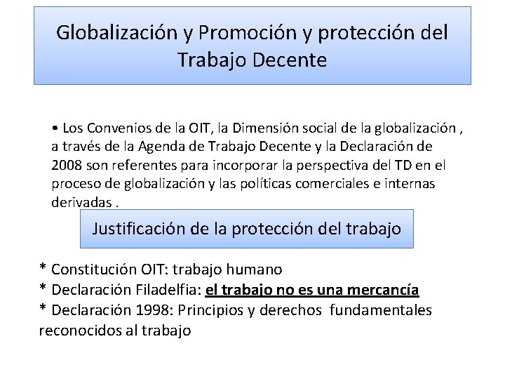 Globalización y Promoción y protección del Trabajo Decente • Los Convenios de la OIT,