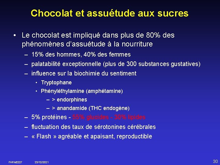 Chocolat et assuétude aux sucres • Le chocolat est impliqué dans plus de 80%