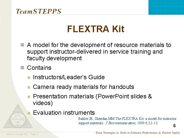 FLEXTRA Kit n A model for the development of resource materials to support instructor-delivered