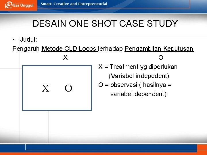 DESAIN ONE SHOT CASE STUDY • Judul: Pengaruh Metode CLD Loops terhadap Pengambilan Keputusan