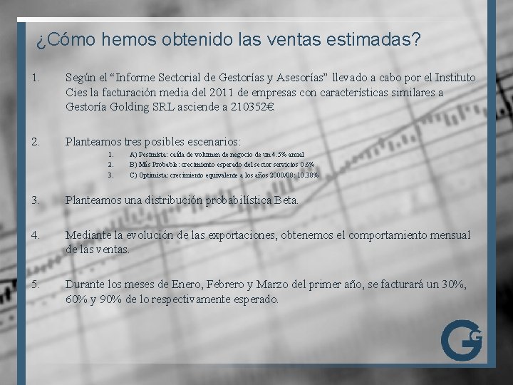 ¿Cómo hemos obtenido las ventas estimadas? 1. Según el “Informe Sectorial de Gestorías y