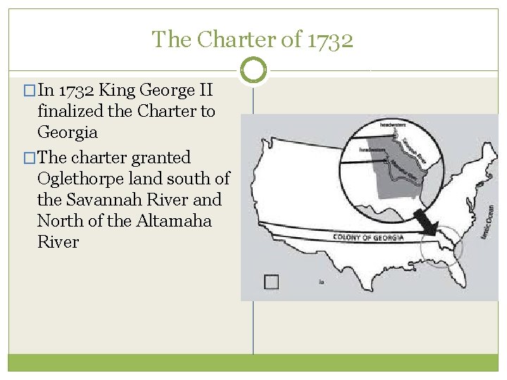 The Charter of 1732 �In 1732 King George II finalized the Charter to Georgia