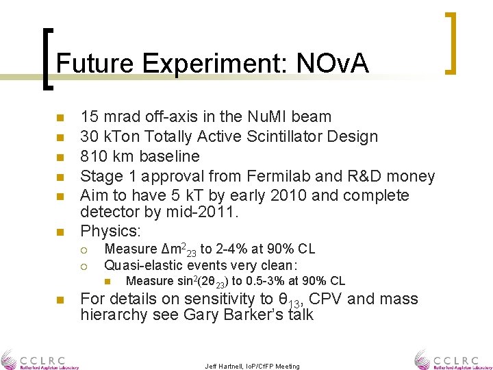 Future Experiment: NOv. A n n n 15 mrad off-axis in the Nu. MI