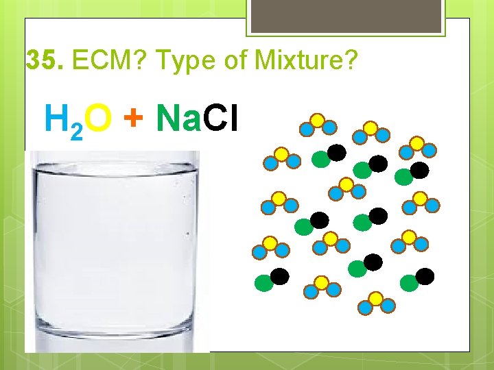 35. ECM? Type of Mixture? H 2 O + Na. Cl 