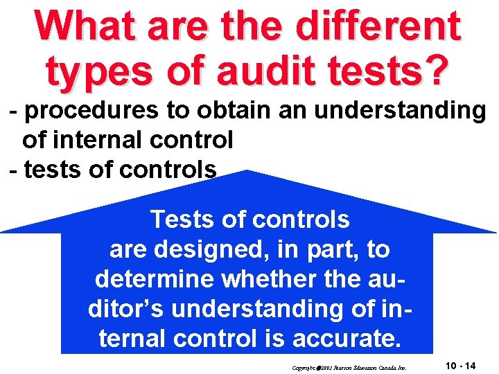 What are the different types of audit tests? - procedures to obtain an understanding