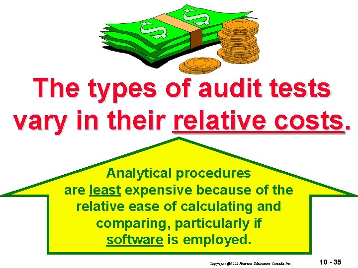 The types of audit tests vary in their relative costs. Analytical procedures are least