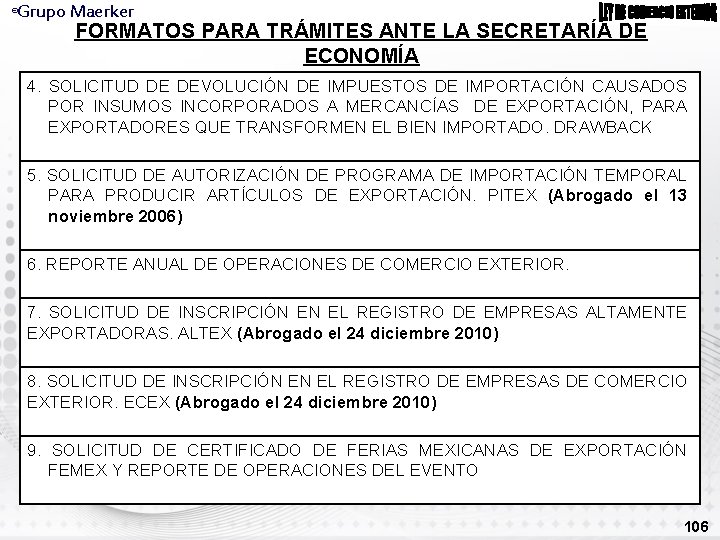 Grupo Maerker ® FORMATOS PARA TRÁMITES ANTE LA SECRETARÍA DE ECONOMÍA 4. SOLICITUD DE