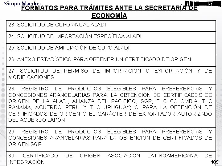 Grupo Maerker ® FORMATOS PARA TRÁMITES ANTE LA SECRETARÍA DE ECONOMÍA 23. SOLICITUD DE