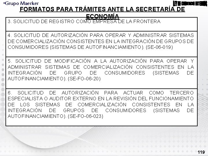 Grupo Maerker ® FORMATOS PARA TRÁMITES ANTE LA SECRETARÍA DE ECONOMÍA 3. SOLICITUD DE