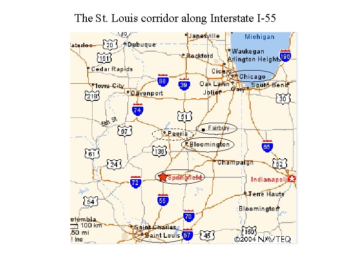 The St. Louis corridor along Interstate I-55 Fairbury 