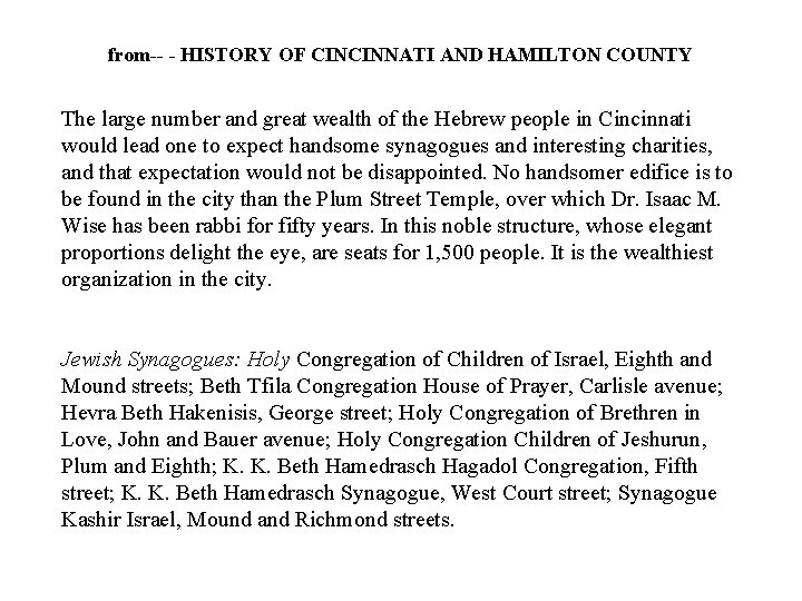 from-- - HISTORY OF CINCINNATI AND HAMILTON COUNTY The large number and great wealth