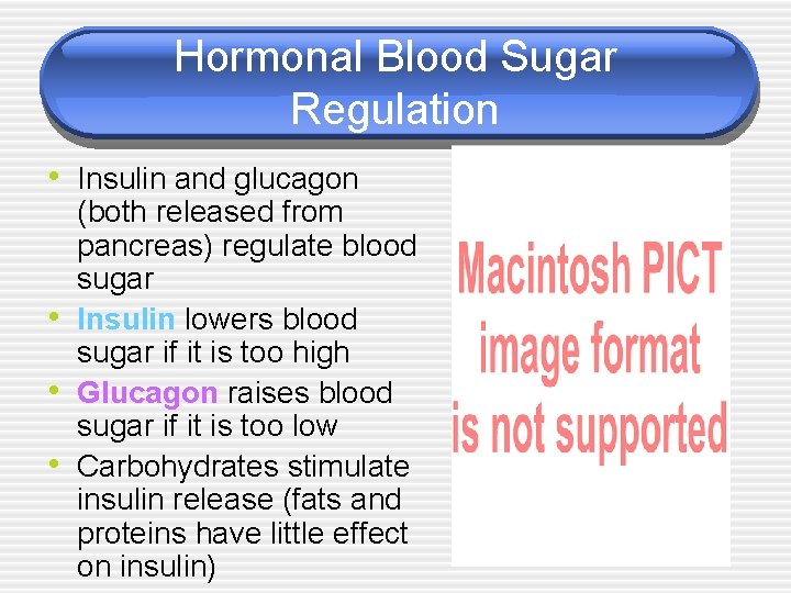 Hormonal Blood Sugar Regulation • Insulin and glucagon • • • (both released from