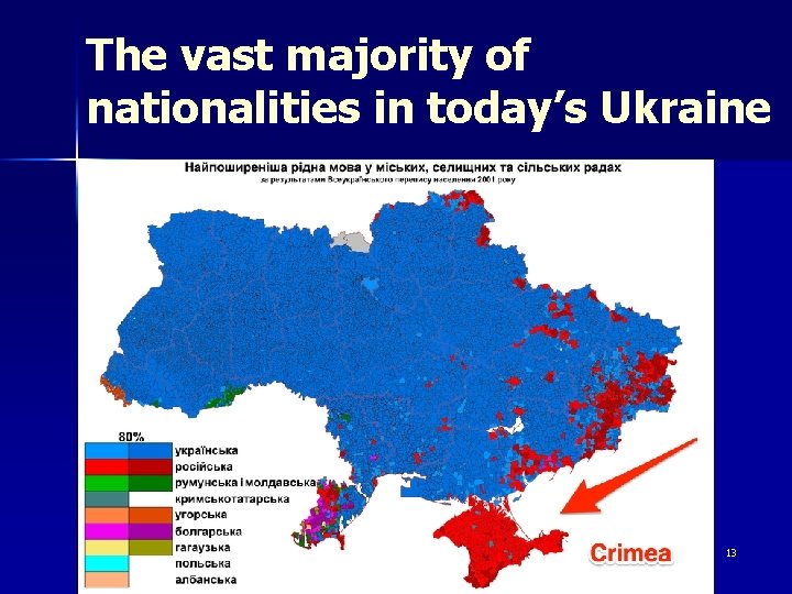 The vast majority of nationalities in today’s Ukraine 13 