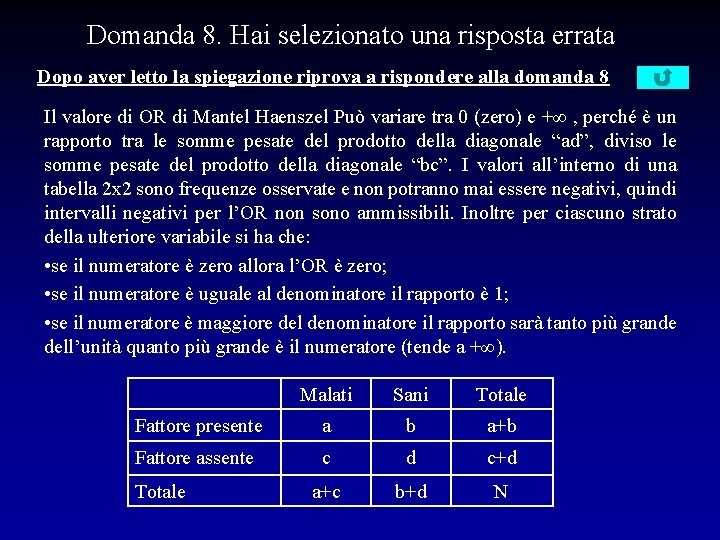 Domanda 8. Hai selezionato una risposta errata Dopo aver letto la spiegazione riprova a