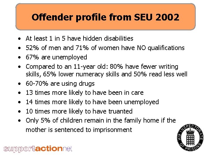 Offender profile from SEU 2002 • • • At least 1 in 5 have