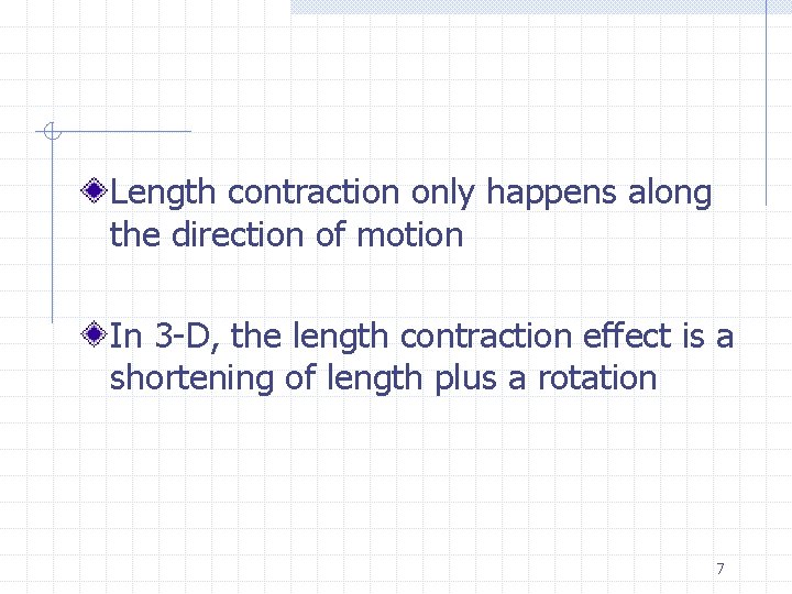 Length contraction only happens along the direction of motion In 3 -D, the length