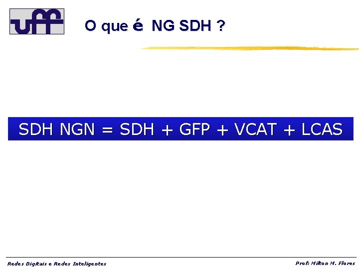 O que é NG SDH ? SDH NGN = SDH + GFP + VCAT