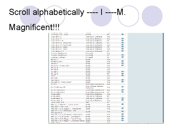 Scroll alphabetically ---- I ----M. Magnificent!!! 