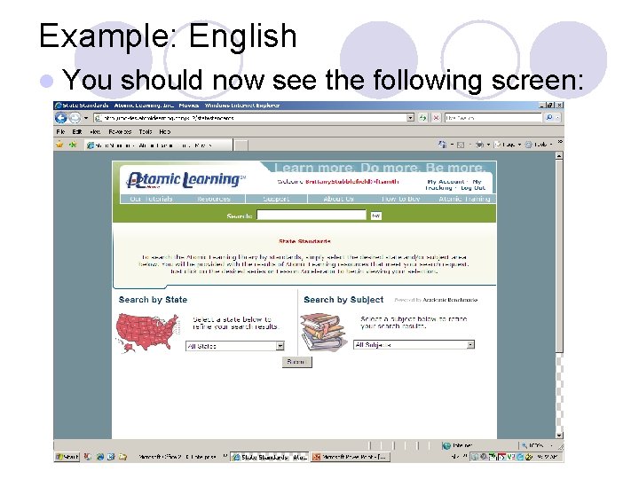 Example: English l You should now see the following screen: 