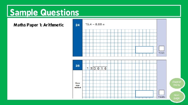 Sample Questions Maths Paper 1: Arithmetic chapter menu next page 