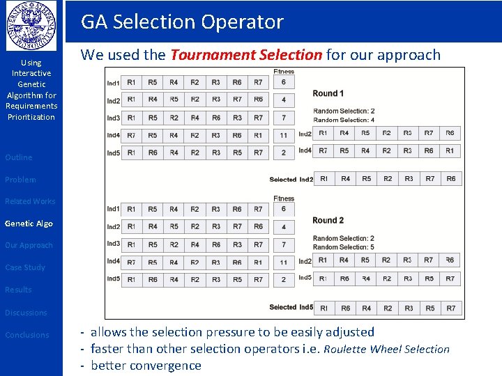 GA Selection Operator Using Interactive Genetic Algorithm for Requirements Prioritization We used the Tournament