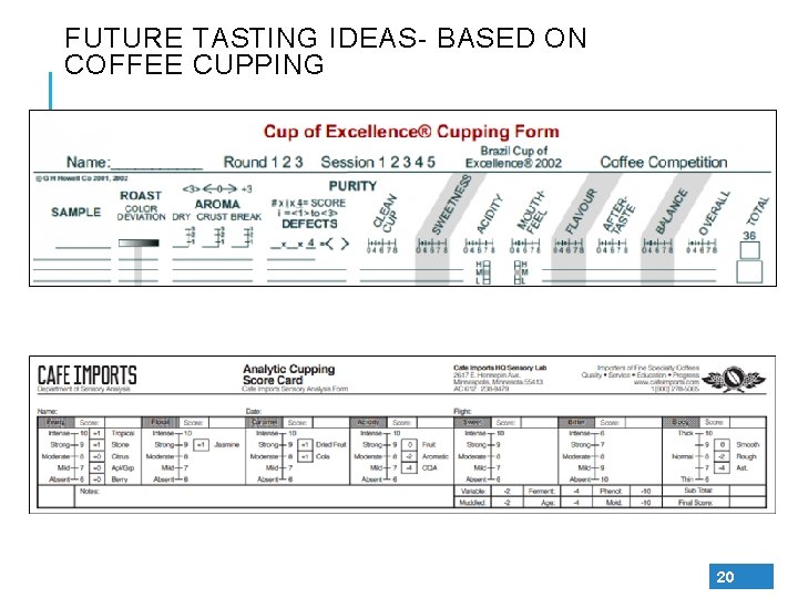 FUTURE TASTING IDEAS- BASED ON COFFEE CUPPING 20 