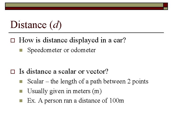 Explaining Distance Science 10 Unit Physics Part 1 Distance Displacement