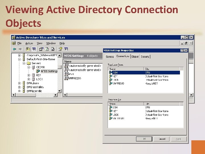 Viewing Active Directory Connection Objects 