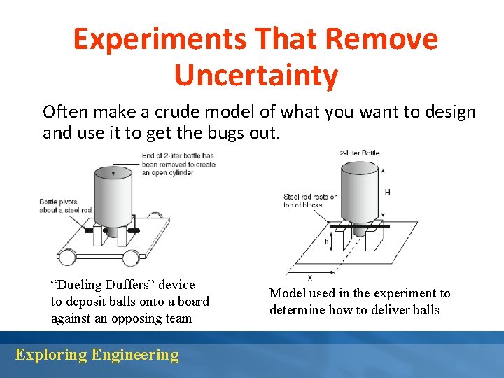 Experiments That Remove Uncertainty Often make a crude model of what you want to