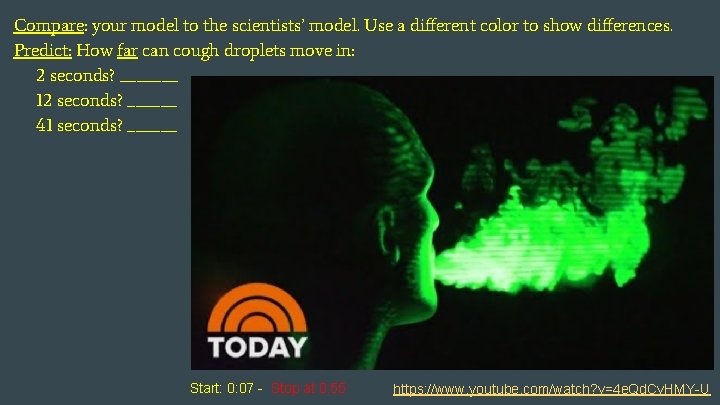 Compare: your model to the scientists’ model. Use a different color to show differences.