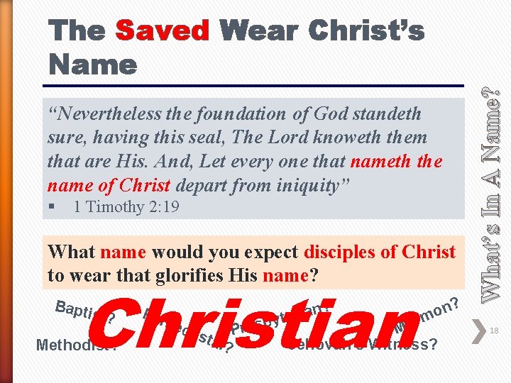 “Nevertheless the foundation of God standeth sure, having this seal, The Lord knoweth them