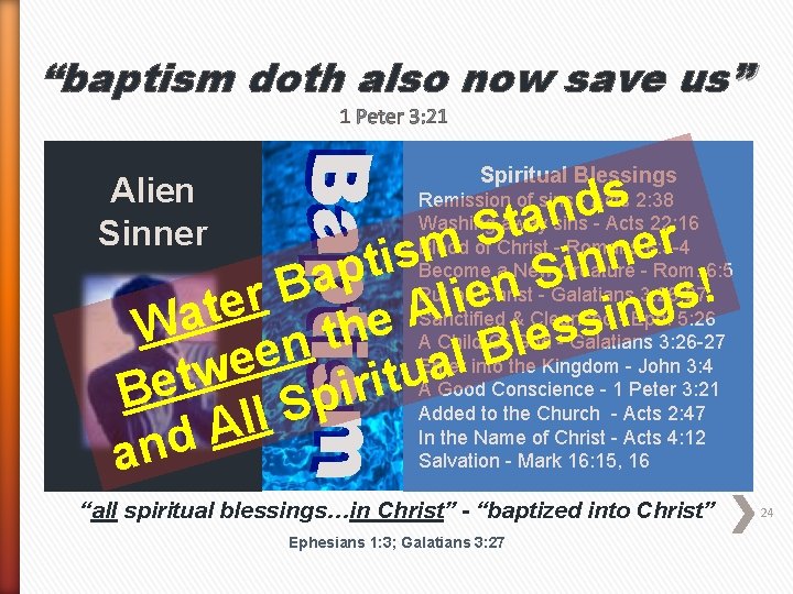 “baptism doth also now save us” 1 Peter 3: 21 Spiritual Blessings s d
