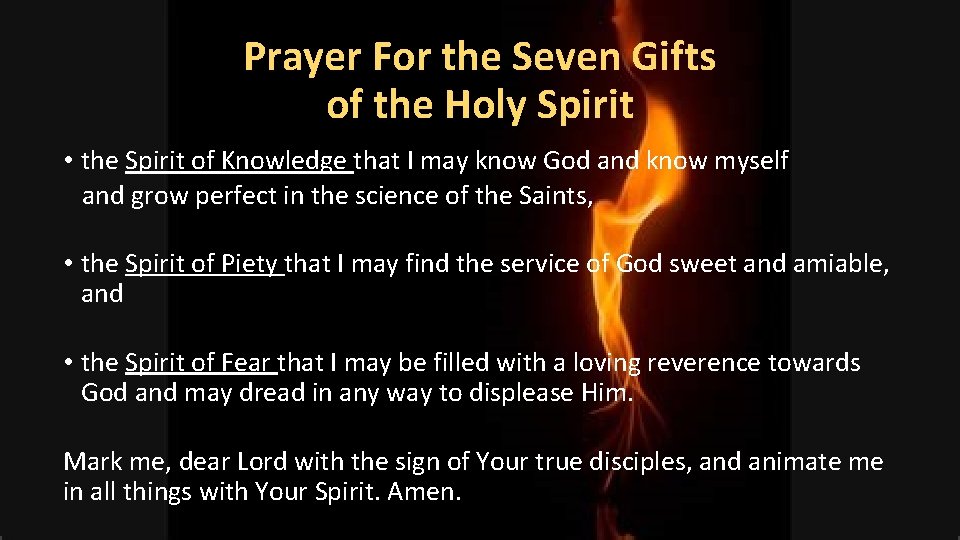 Prayer For the Seven Gifts of the Holy Spirit • the Spirit of Knowledge