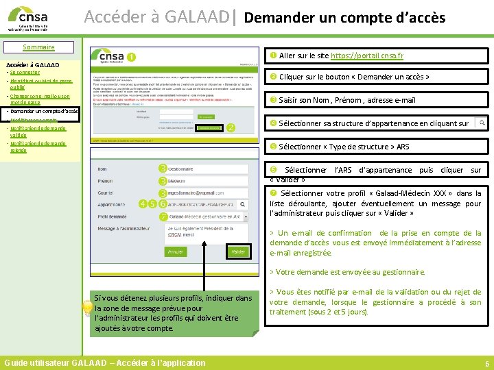 Accéder à GALAAD| Demander un compte d’accès Sommaire Accéder à GALAAD Aller sur le