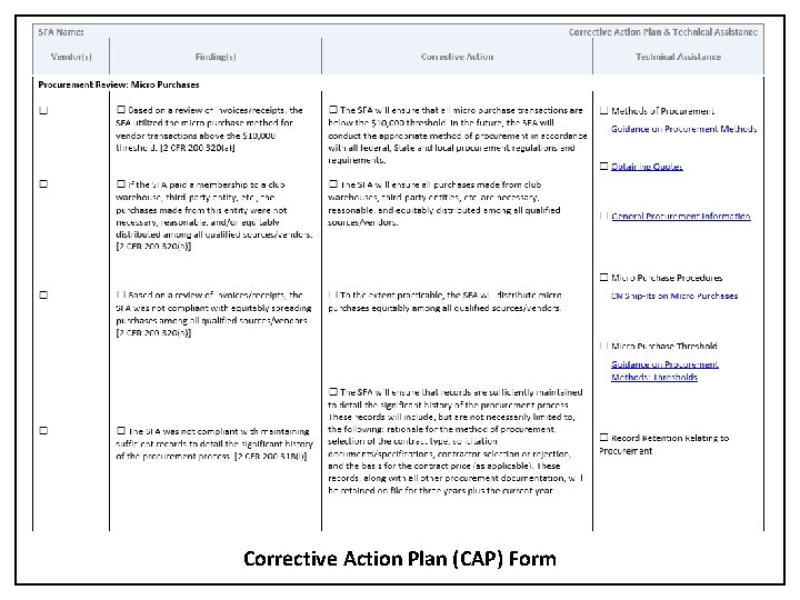 Corrective Action Plan (CAP) Form 