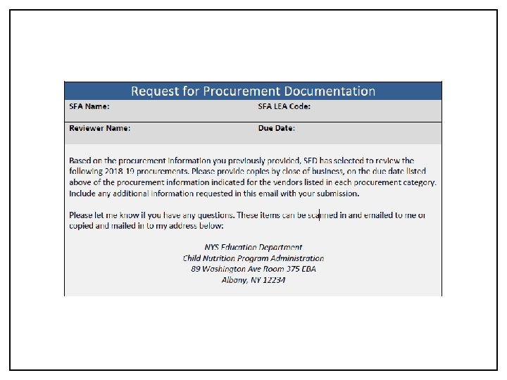2018 -2019 REQUEST FOR PROCUREMENT DOCUMENTATION 