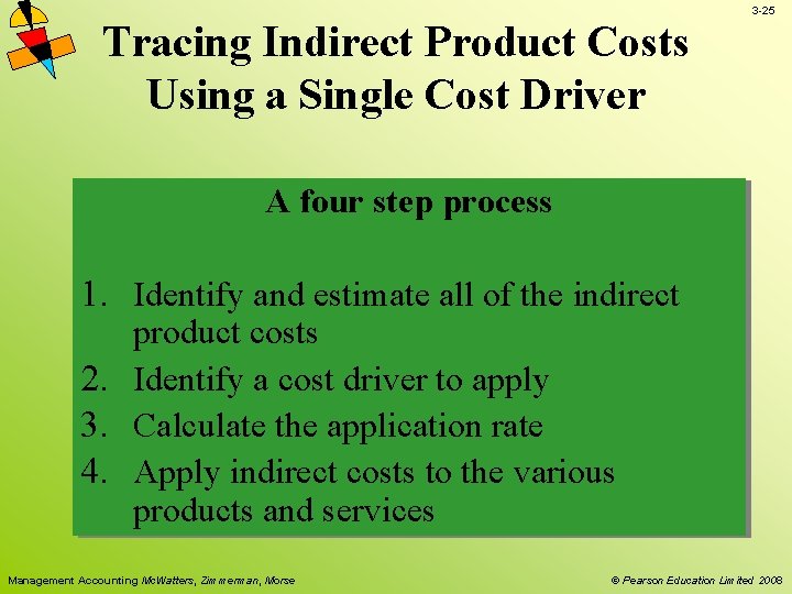 Tracing Indirect Product Costs Using a Single Cost Driver 3 -25 A four step
