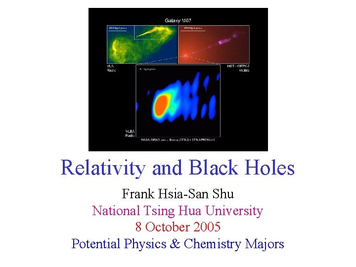 Relativity and Black Holes Frank Hsia-San Shu National Tsing Hua University 8 October 2005