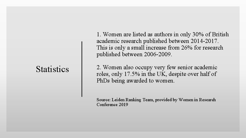 1. Women are listed as authors in only 30% of British academic research published
