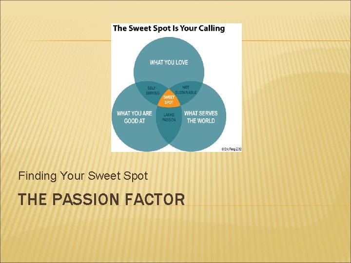 Finding Your Sweet Spot THE PASSION FACTOR 