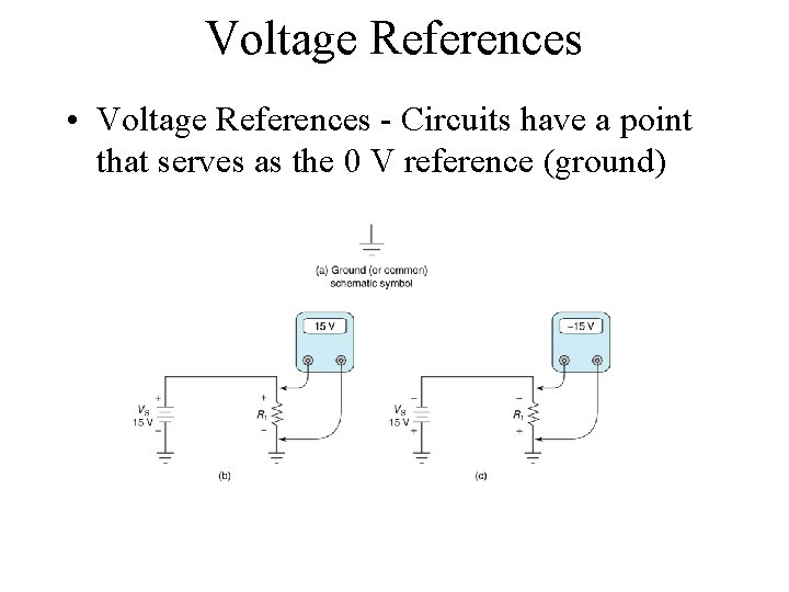 Voltage References • Voltage References - Circuits have a point that serves as the