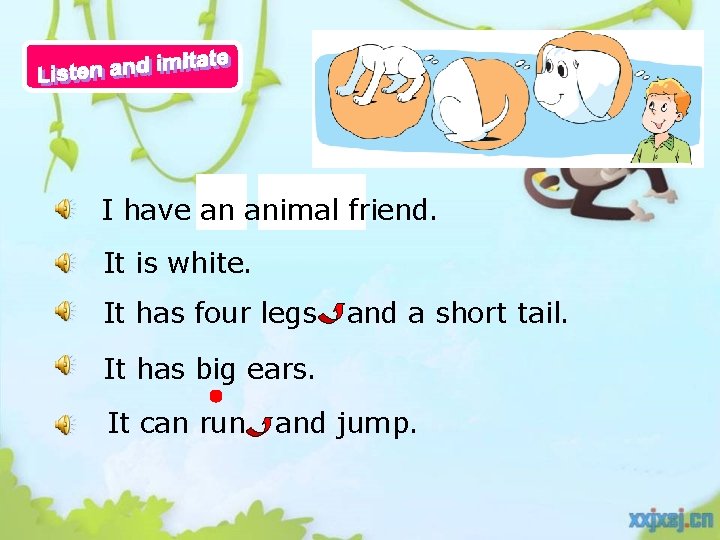 28 animal 30 I have an friend. It is white. It has four legs